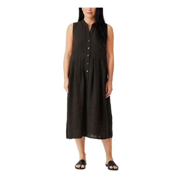 EILEEN FISHER PETITE Womens Green Unlined Button Up Midi Dress Petites PL - Picture 1 of 1